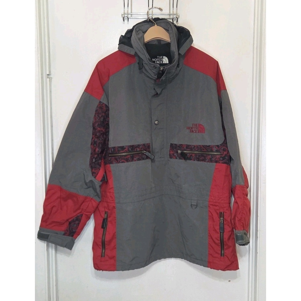 The North Face 92 Rage ULTREX Anorak Jacket Men XL Red Gray Vintage 90s Pullover